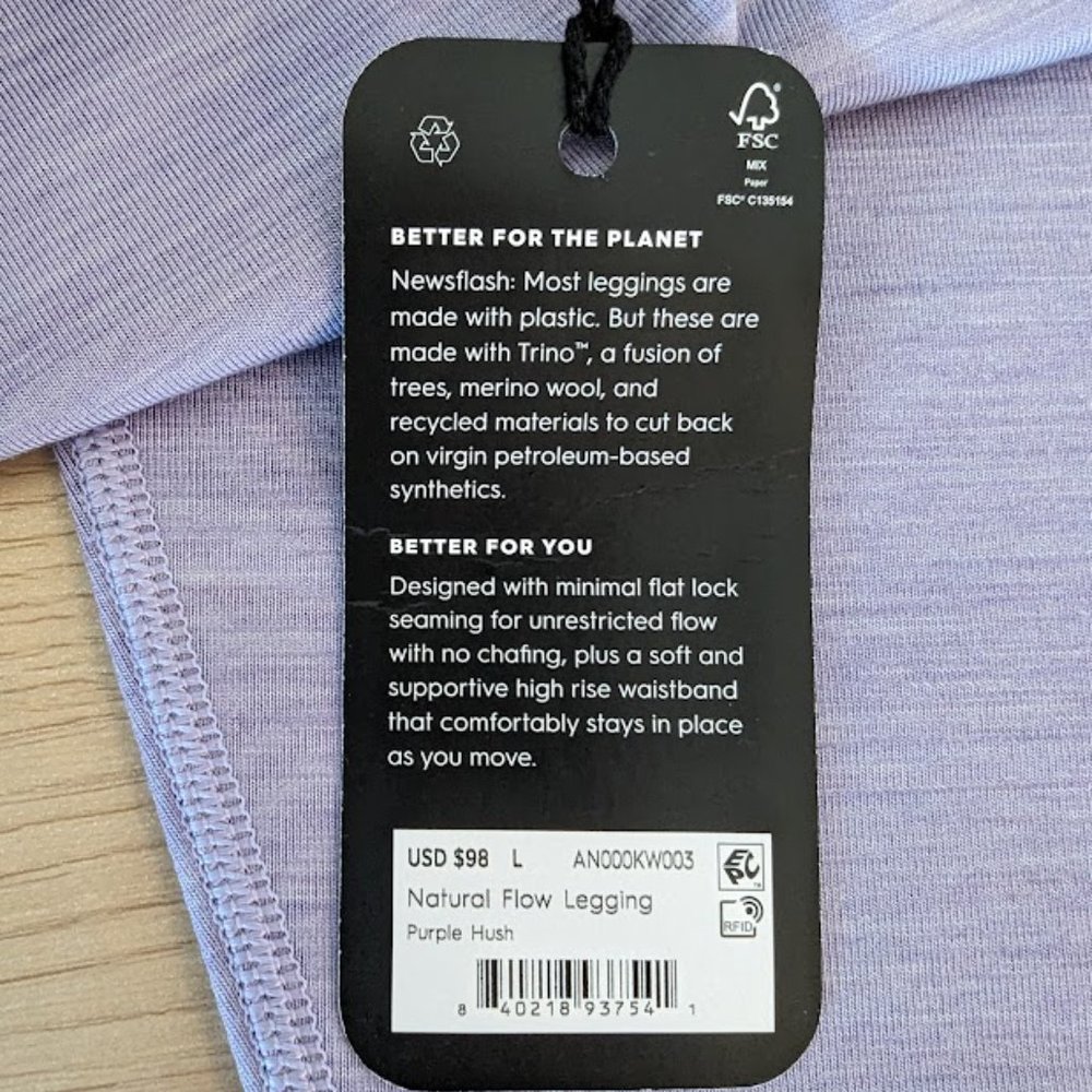 * NWT* Allbirds Natural Flow Leggings - Purple Hush - Size Large - Picture 6 of 6